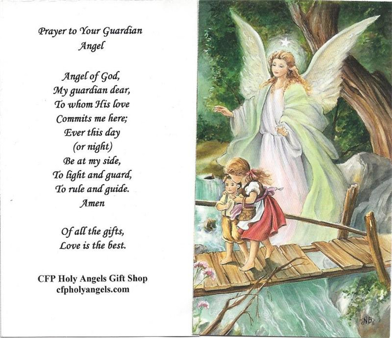 Angel prayer guardian print carded 8x10 catholic