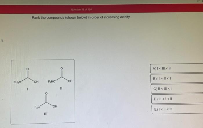 Rank the solutions below in order of increasing acidity