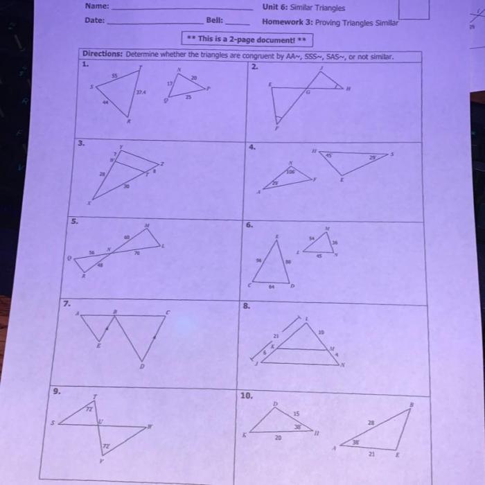 Quiz 6-2 proving triangles are similar answer key